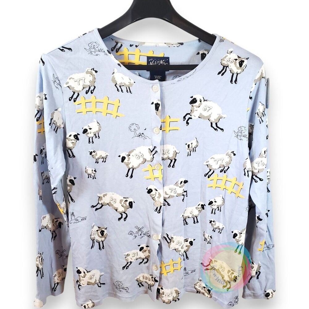 NWT Nick & Nora Counting Sheep PJ Top Large Rare